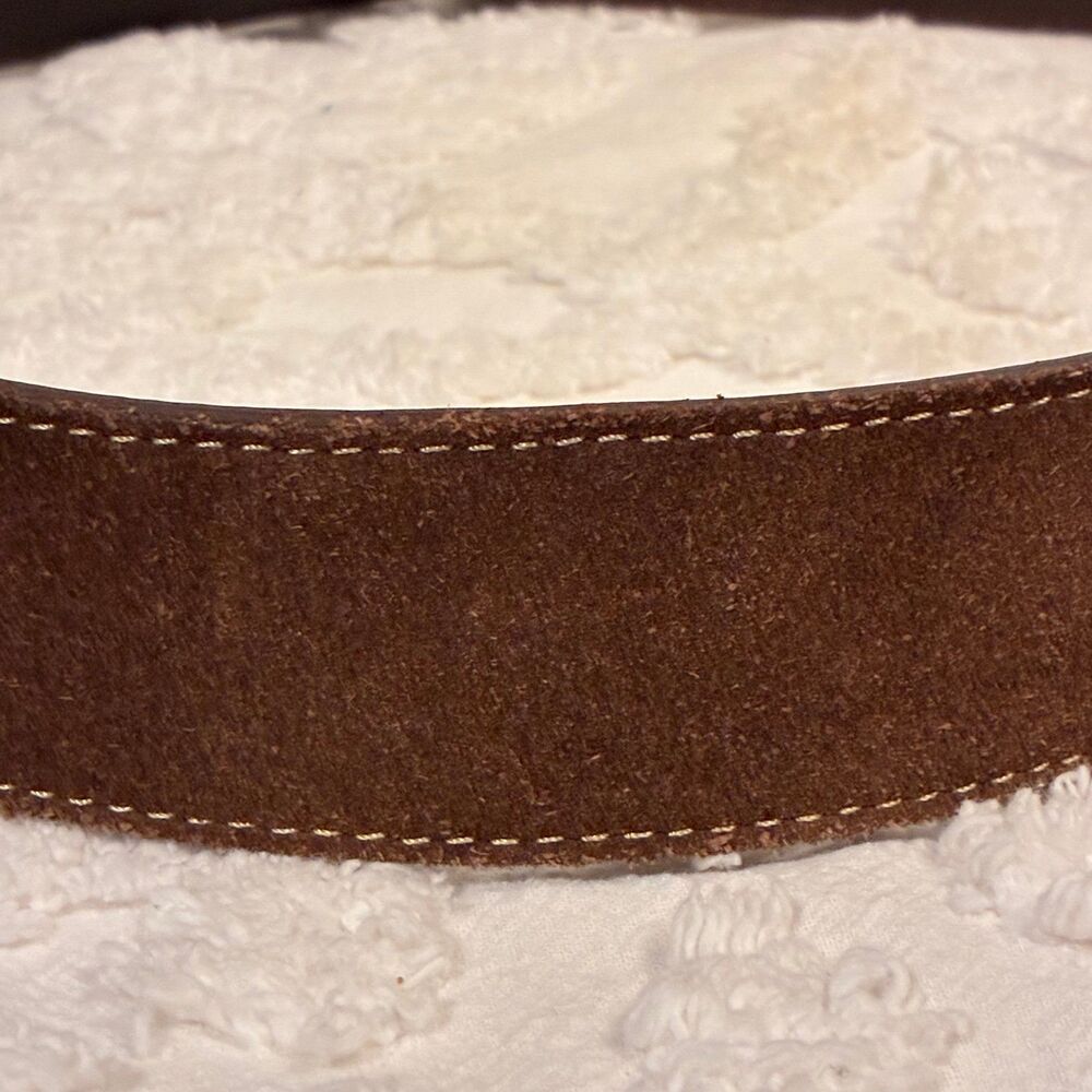 Vtg Women’s Coach Brown Suede Brass Grommet Belt Brass Buckle Size Medium - Picture 5 of 12